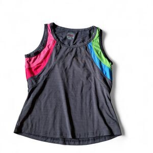 Bolle Womens Y2K Athletic Tank Top Gray Pink Blue Green Sporty Gym Workout M